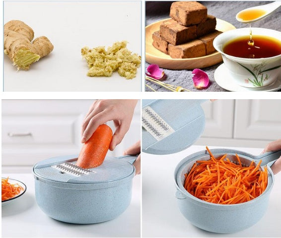 8-in-1 Mandoline Vegetable Slicer – Potato, Carrot, Onion Grater with Strainer & Cutter for Kitchen