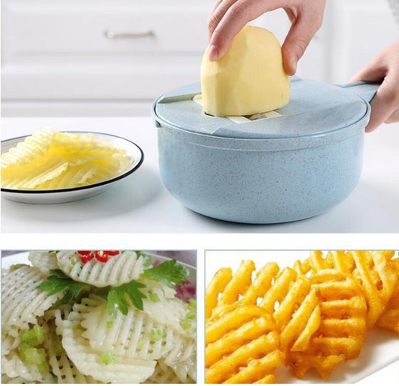 8-in-1 Mandoline Vegetable Slicer – Potato, Carrot, Onion Grater with Strainer & Cutter for Kitchen