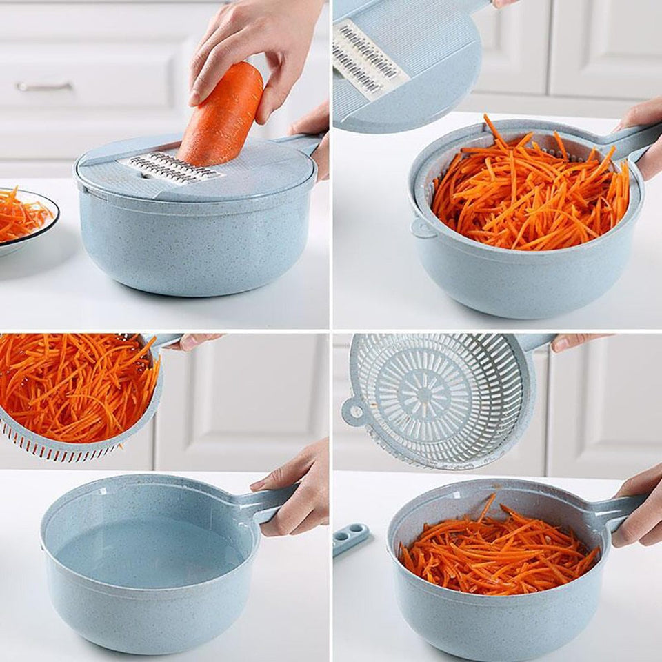 8-in-1 Mandoline Vegetable Slicer – Potato, Carrot, Onion Grater with Strainer & Cutter for Kitchen